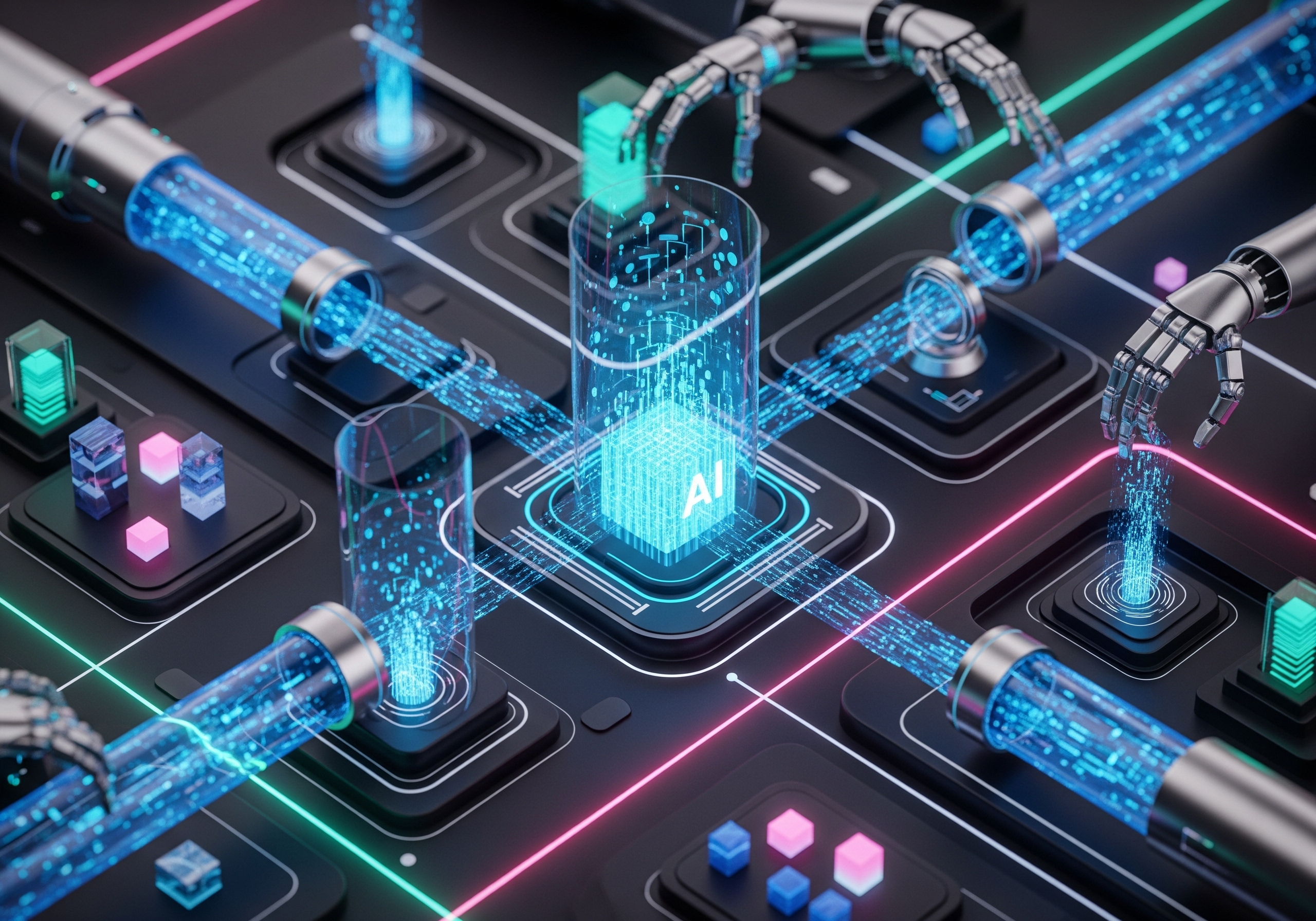 A depiction of automation and AI in digital transformation