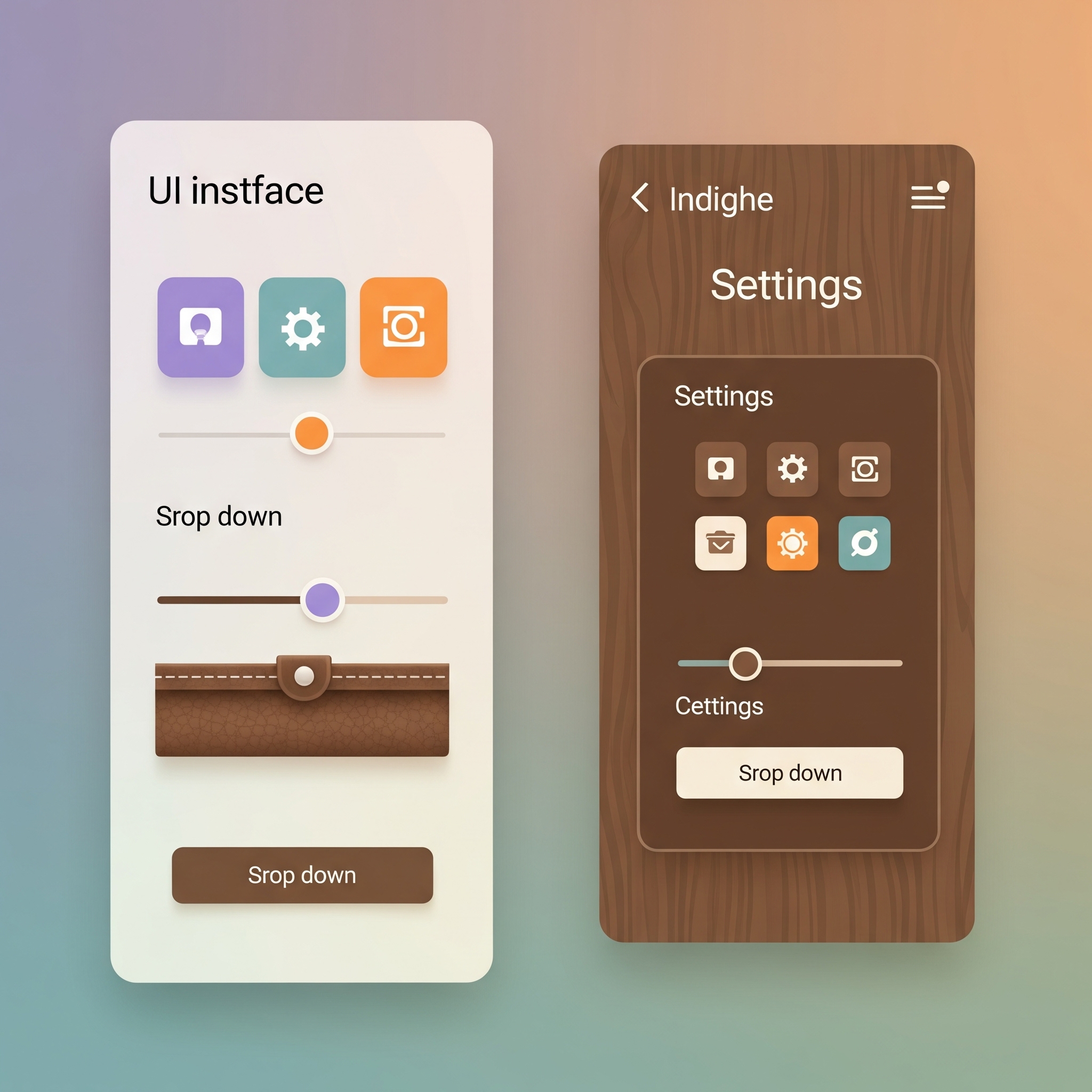UI interface exemplifying modern skeuomorphism with a mix of flat and realistic design elements.