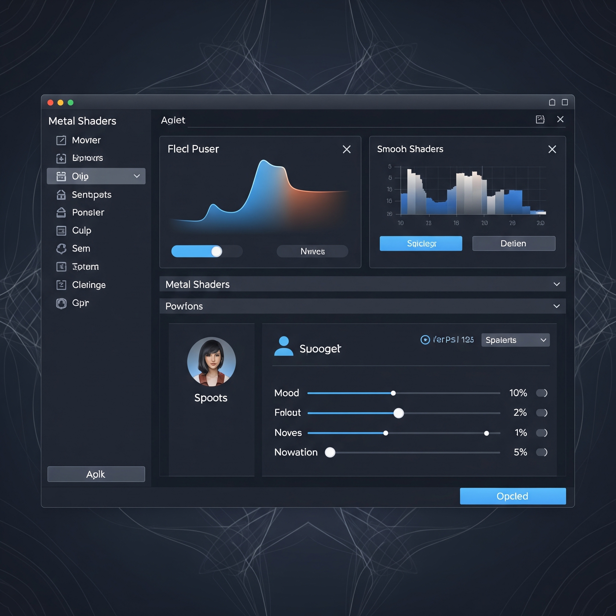 Graphical interface utilizing Metal Shaders for enhanced visual effects.
