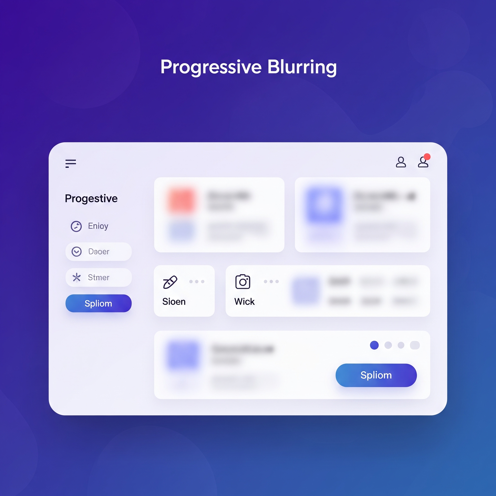 Example of progressive blurring effect on an interface for smoother visual engagement.