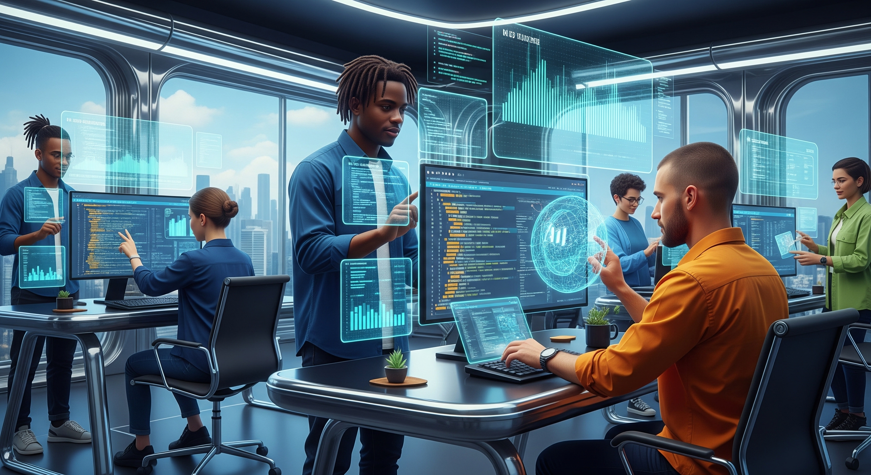 Developers collaborating with AI tools